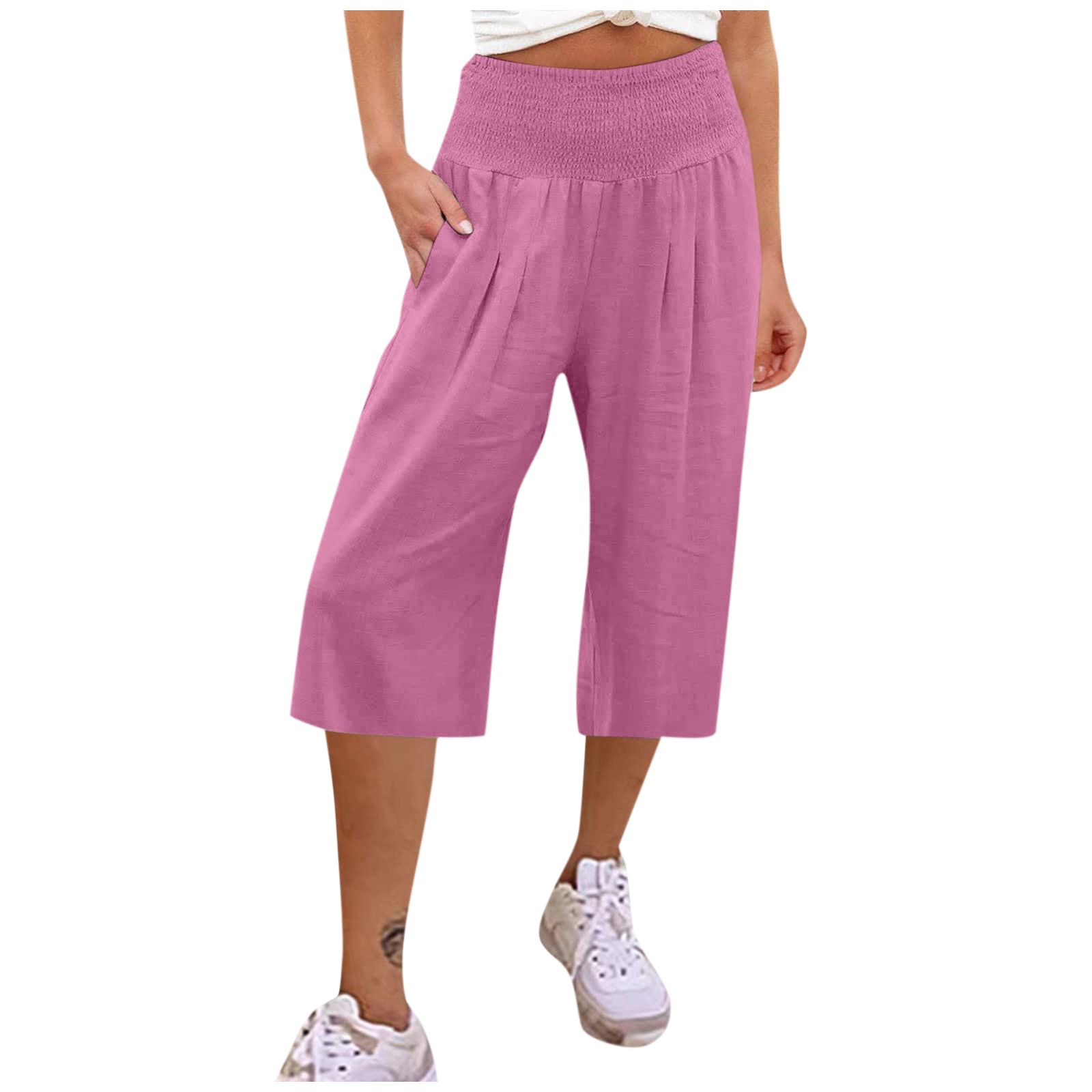 Wide Leg Pants for Women, Women'S Elastic High Waist Solid Color